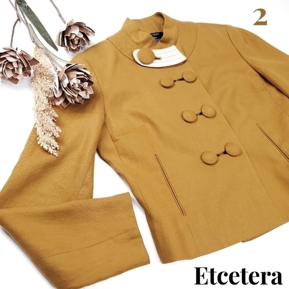 Etcetera Mustard Yellow Gold Double Button Jacket Sz 2 - Picture 1 of 15
